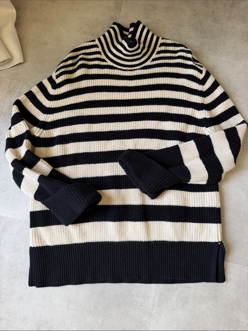& Other Stories Black and Cream Striped Turtleneck Sweater